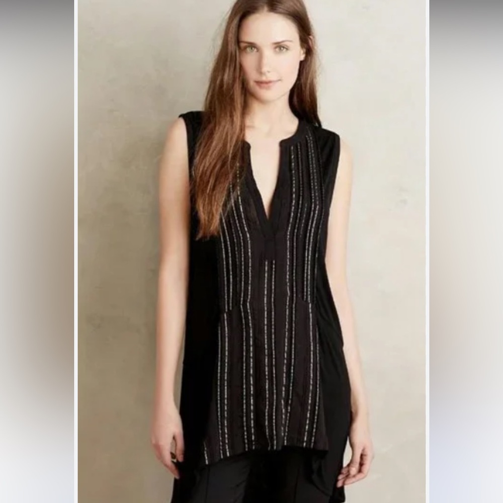 ANTHROPOLOGIE Deletta Shimmered Eve Tunic Top - size large
